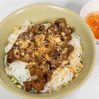 Grilled Pork Belly Over Vermicelli · Contains peanuts.