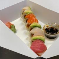 Rainbow2 · Spicy. Spicy tuna roll with raw fish on top.

This item may contain raw or undercooked ingre...
