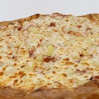 Hawaiian Pizza · Our scratch dough, topped with Byte's pizza sauce, ham, and sweet pineapple, and covered wit...