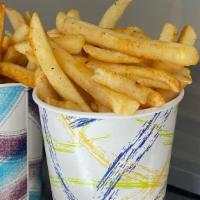 Fries · Fried potatoes with seasoning.