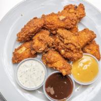 Spicy Breaded Wings (9) · Spicy breaded wings served with blue cheese or ranch.