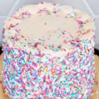 Confetti Cake (6 Inch) · A Classic. Vanilla cake with vanilla buttercream and lots of sprinkles!