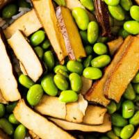 Farmhouse Edamame & Tofu · A light, tart salad composed of blanched edamame & tofu dressed with a Chinese balsalmic vin...