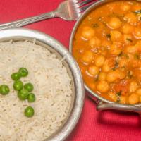 Chana Masala · Chickpeas ( garbanzo beans ) cooked in a special blend of traditional spices.