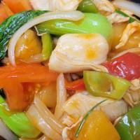 Sweet & Sour · Sautéed with pineapple, bok choy, tomato, onion, bell pepper, scallion in sweet & sour sauce...