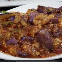 Eggplant With Garlic Sauce · Served with choice of rice. Hot and spicy.