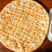 Buffalo Chicken Pizza · The classic mix of spicy buffalo sauce and tender chicken on a cheese pie.