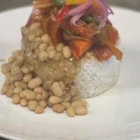 Arroz Congri · a mix of steamed rice, inti white beans & peruvian peperonata criolla
