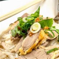 Little Duck Noodle Soup · Thai duck noodle soup with bean sprout topped with cilantro and scallion.
