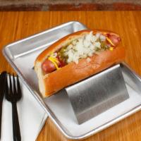 Fenway Dog · Signature dog topped with ketchup, yellow mustard, sweet relish and chopped onion