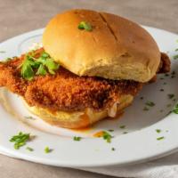Nashville Hot Chicken Sandwich · Cole Slaw, Spicy Mayo, roll.