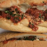 Chicken Parmigiana Sub · Homemade with tomato sauce, provolone, and Romano cheeses.