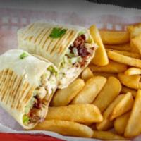 Buffalo Chicken Wrap · Chicken, hot sauce, blue cheese dressing, lettuce and tomatoes.