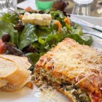 Famous Bougatsa Spinach & Feta Pie · Crunchy fyllo layers, spinach, wild greens, herbs, authentic Greek feta cheese with kalamata...