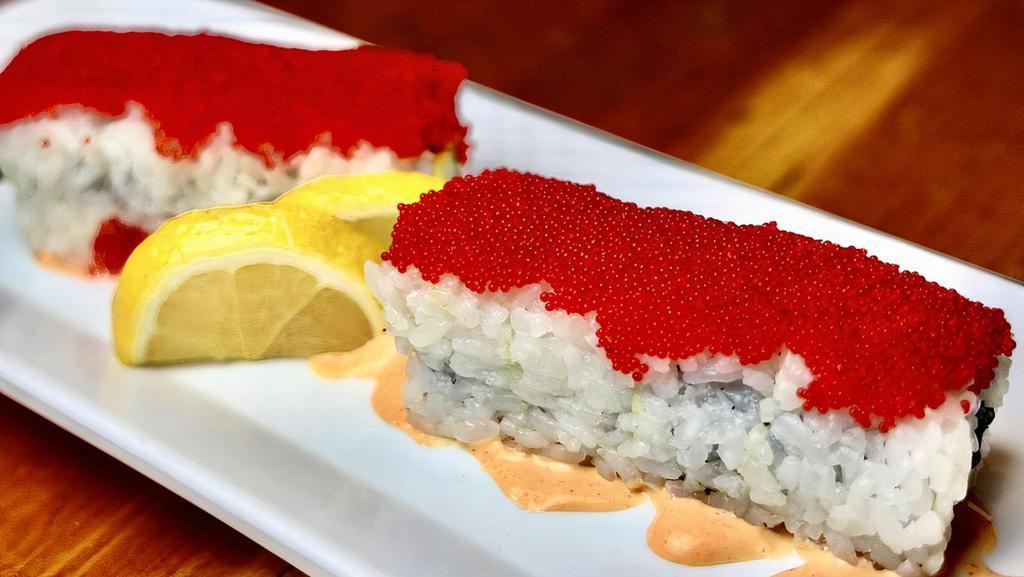 Red Sox Maki · Tuna, avocado and topped with tobiko. Served with miso soup.