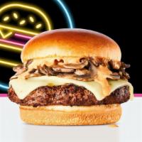 Truffle Burger · Charbroiled burger, sautéed mushrooms in truffle butter, pepper jack cheese & house sauce