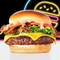 Classic Cheeseburger · Charbroiled burger, lettuce, tomato, American cheese, bacon & house sauce