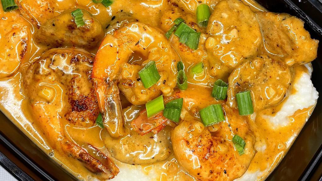 Shrimp And Grits · New Orleans style creole shrimp & grits. Includes chicken sausage.