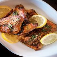 1/2 Chicken Only · Tender, full flavored, the juiciest chicken. Served with two side dishes and choice of bread...