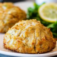 Crab Cake With 2 Sides · Crispy, flaky, tender and so flavorful salmon cakes. Served with two side dishes and choice ...