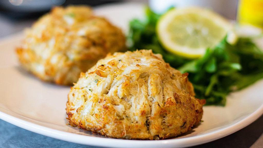 Crab Cake With 2 Sides · Crispy, flaky, tender and so flavorful salmon cakes. Served with two side dishes and choice of bread on the side. We fry in premium canola oil.