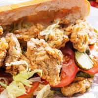 Oyster Po'Boy With Fries&Drink · Made with fried oysters on a toasted sub roll. Served with fries and drink.