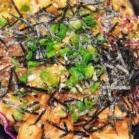Seared Spicy Salmon Bowl  · Seared Spicy salmon X2, mango, sweet corn, Purple cabbage, shiitake mushrooms, scallion, fur...