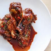 Sweet Crispy Chili Wings (G) · Crispy fried chicken wings tossed in a slightly spicy soy, garlic, honey and chili sauce, to...