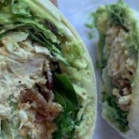 15. Chicken Tarragon Club Roll-Up With Avocado · Roll-up bread, mixed greens, chicken tarragon, tomatoes, avocado, and bacon.
