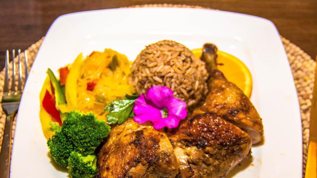Jerk Chicken (Mini) · Choice of any 2 sides, rice and vegetables.