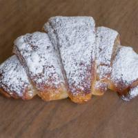 Chocolate Croissant (Gluten-Free) · Flakey croissant w/ dark chocolate and confectionary sugar. Nut-Free. Contains soy lecithin.