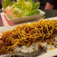 Lettuce Wraps · Jasmine rice, stir fry vegetables, Thai peanut sauce, soy glaze.