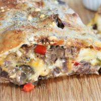 Dave'S Stromboli · Sauce, cheese, steak, pepperoni, onions, green peppers, mushrooms & tomatoes on top