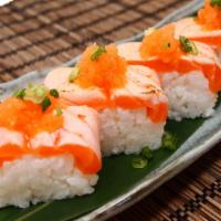 Aburi Salmon Oshizushi · Torched Salmon and Sushi Rice Box-pressed