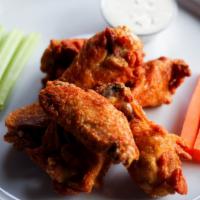 Pub Wings · Served with Carrots, Celery, Ranch, Choice of: Honey Buffalo, Dry Rub, Sweet baby Rays BBQ, ...