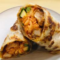 Kimchi Chicken Burrito · Scallion Pancakes, Kimchi , Korean Sweet Hot Sauce