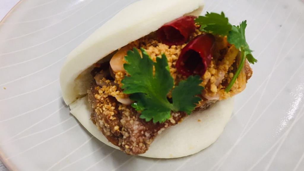 Kung Pao Chicken Bao Bun · (Spicy)Kung Pao Sauce, Pickled Spicy Shallot, Crushed Peanut