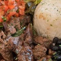 Fajita Bowl · Black beans, rice, sautéed onions, peppers, Pico de gallo, sour cream and guacamole.