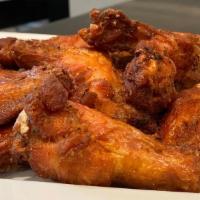 Wings · Bone in or boneless with your choice of wing sauce and dipping sauce.