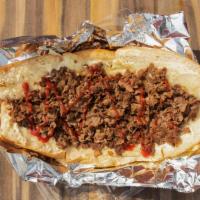 Cheesesteak Beef · Seasoned  ribeye Cooked until well done , your choice of cheese , place in a fresh soft long...