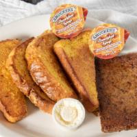 Two Short Stack Of French Toast With Scrapple · To upgrade to fruit french toast for an additional charge each topping.