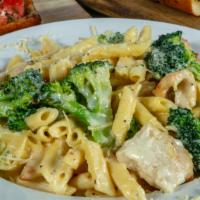 Chicken Broccoli & Ziti Alfredo · Traditional alfredo sauce: cream, & grated parmesan sauce.