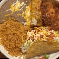 Combo Dos (Pick Two) · Burrito, Chimichanga, Enchilada, Taco, Tamal, Tostada