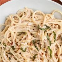 Side Of Homemade Pasta With Garlic Sauce · 