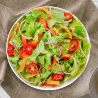 Mixed Greens Salad · (Vegetarian) Romaine lettuce, cherry tomatoes, carrots, and onions dressed tossed with lemon...