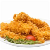 Carolina Gold Chicken Fingers · Golden and fried chicken served with Carolina Gold Sauce.
