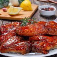 Buffalo Wings · Perfect party wings with delectable Buffalo Sauce. Comes with celery and bleu cheese.