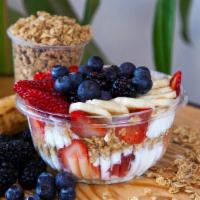 Yogurt Bowl · Greek Yogurt, Strawberry, Banana, Granola and Honey