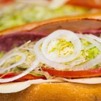 Italian Hoagie · Provolone, Cappicola, Salami topped with Lettuce, tomato, and onion