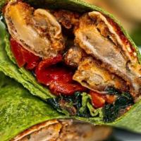 Veggie Wrap · Eggplant, Spinach, Roasted Red Peppers, Mozzerella Cheese and Balsamic Dressing